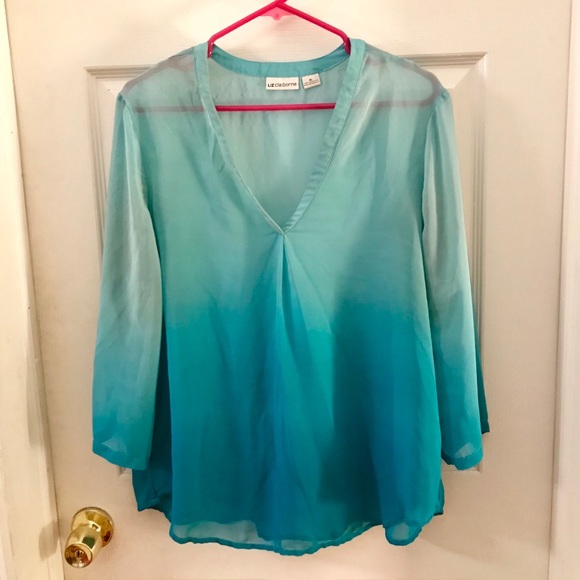 Sheer reverse ombré turquoise top - Picture 1 of 1